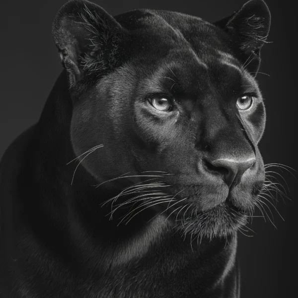 Tableau d'art Black Panther — portrait saisissant d'une panthère noire en noir et blanc haute précision