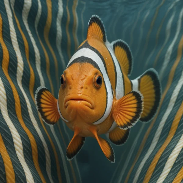 Clownfish Stripes, poisson-clown orange et blanc dans un décor sous-marin