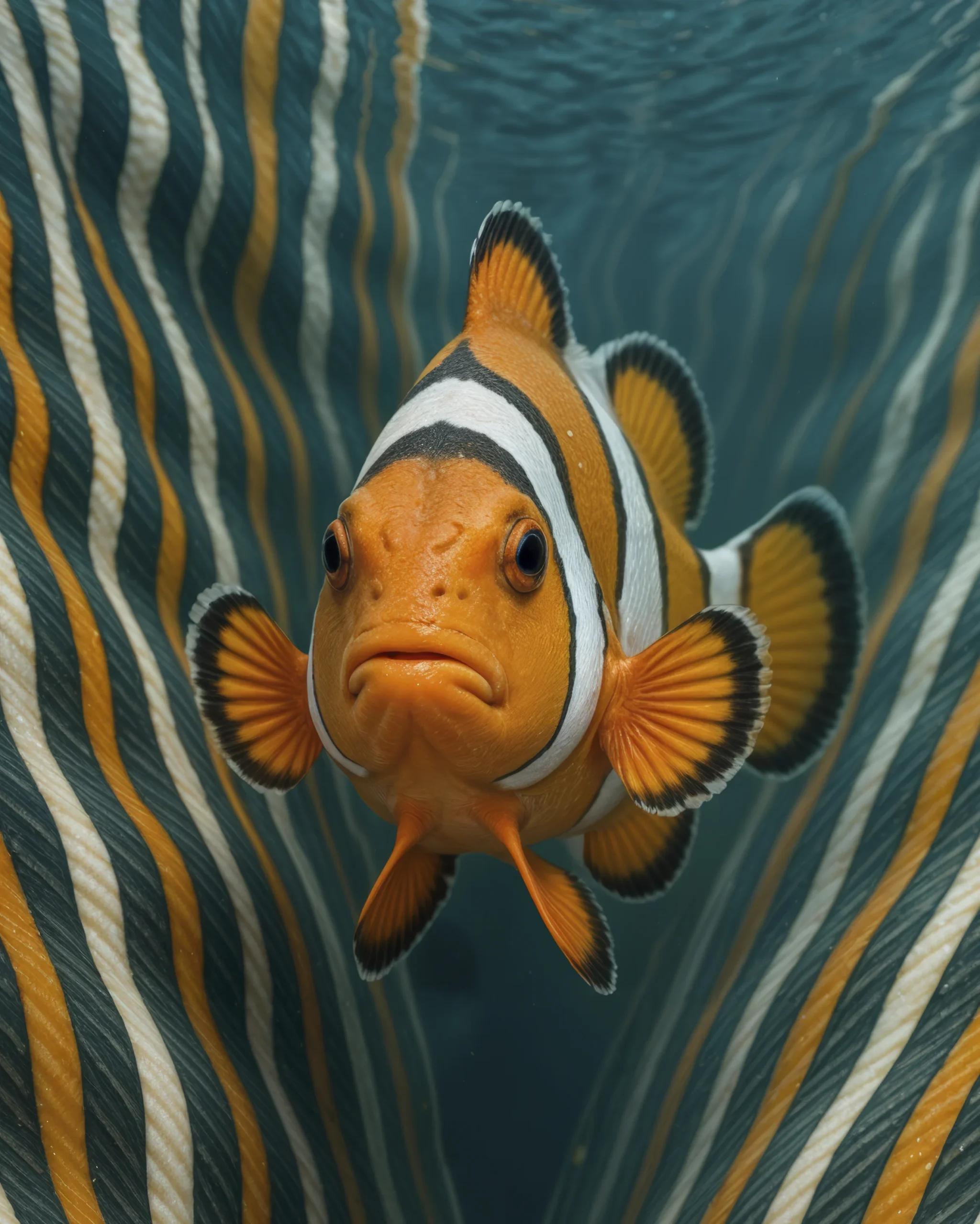 Clownfish Stripes, poisson-clown orange et blanc dans un décor sous-marin