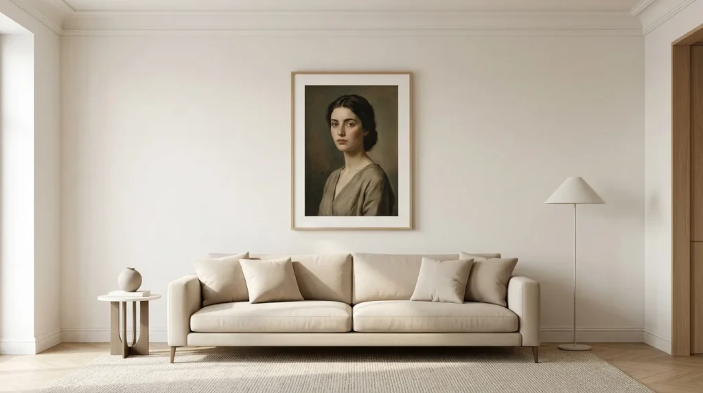 Repérage des proportions pour choisir la bonne taille de tableau portrait dans une pièce