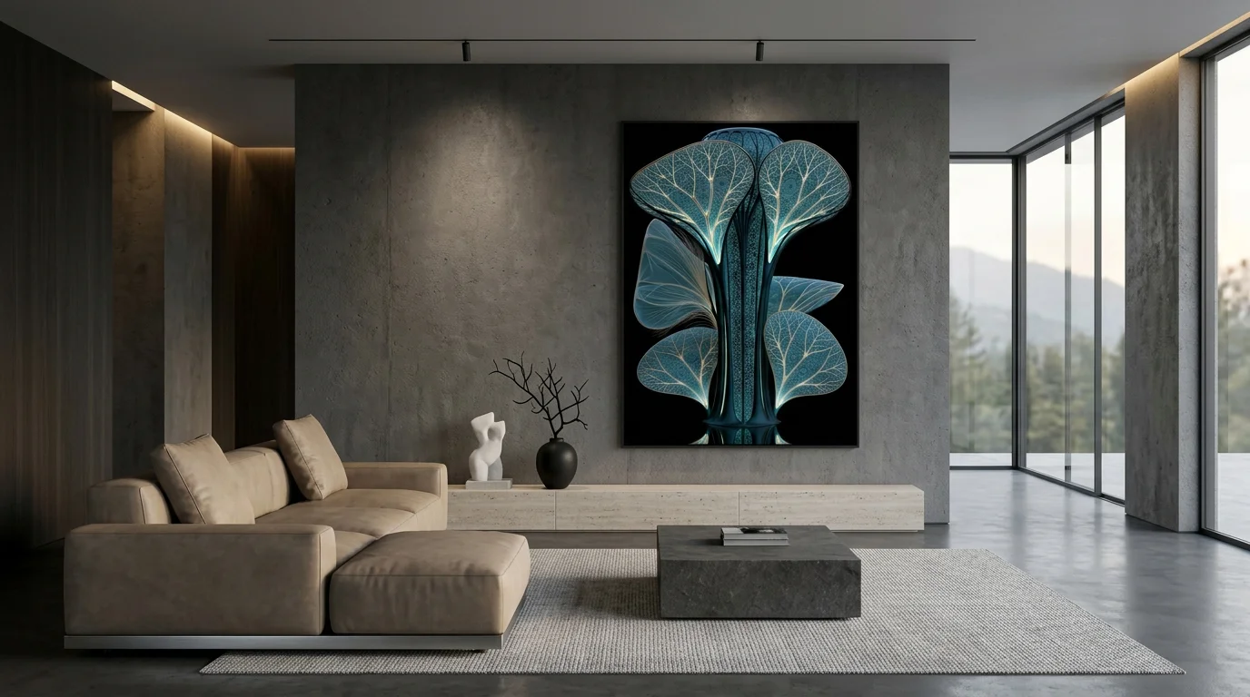 Mise en situation du tableau Arbre de Données dans un espace surréaliste contemporain