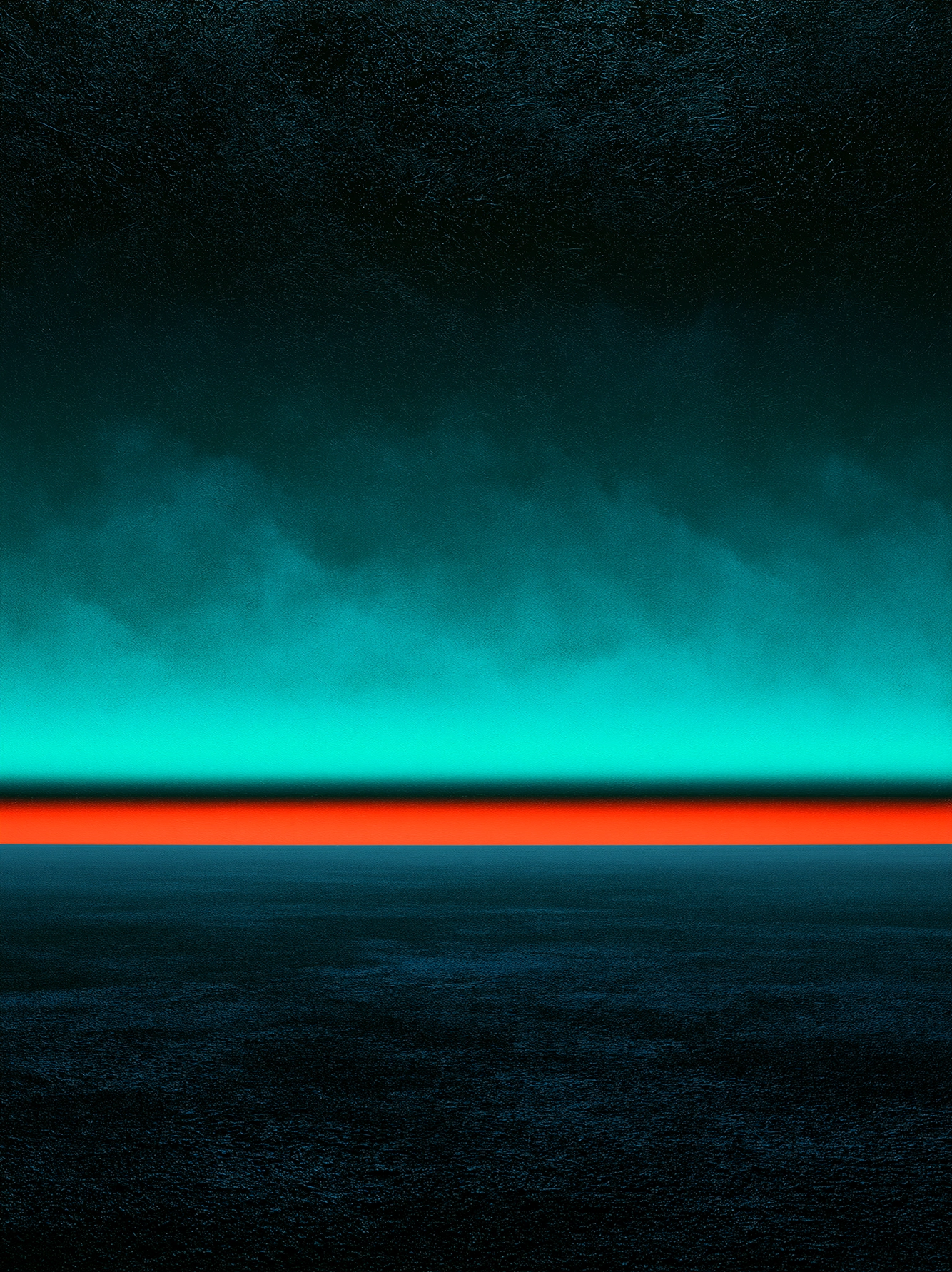 Horizon Boréal – tableau abstrait turquoise noir et orange lumineux – Graphic Avenue