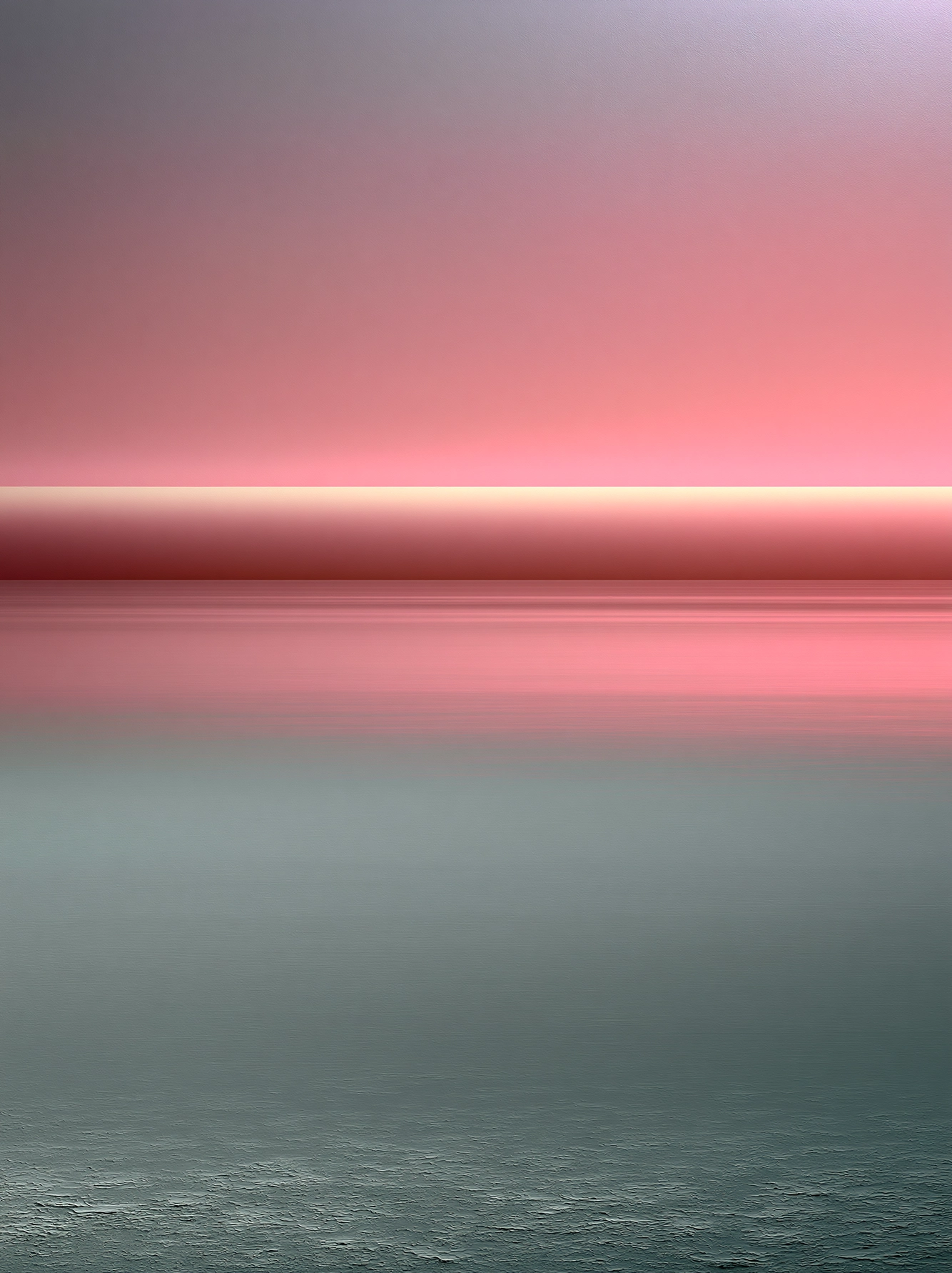 Horizon Rose – tableau abstrait rose poudré et bleu-vert aux lignes lumineuses – Graphic Avenue