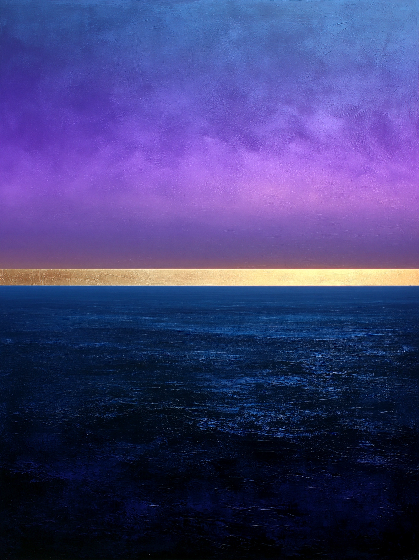 Horizon Violet – tableau abstrait violet et bleu nuit avec ligne dorée – Graphic Avenue