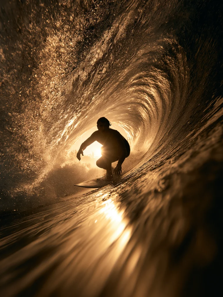 Tube Doré — Tableau Mural Surf & Océan