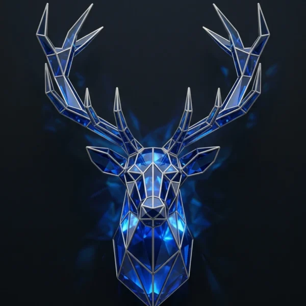 Tableau Le Cerf Saphir & Cornes de Platine – Bestiaire Cristallin Graphic Avenue