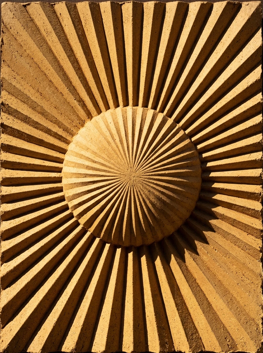 Tableau Le Dôme d'Ocre Rayonnant – Reliefs d'Argile Peignée & Ombres Terrestres Graphic Avenue