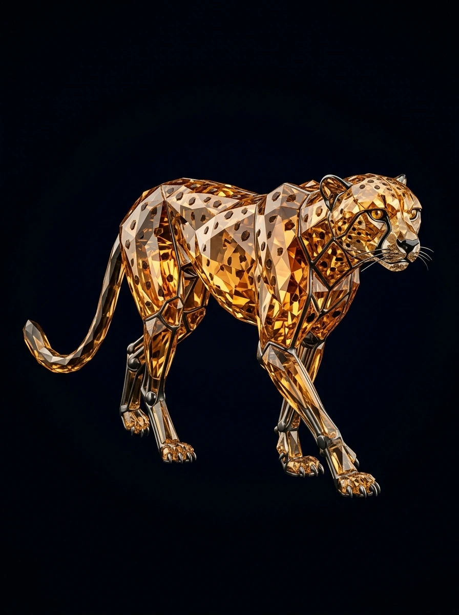 Le Guépard de Topaze Impériale – Tableau Bestiaire Cristallin