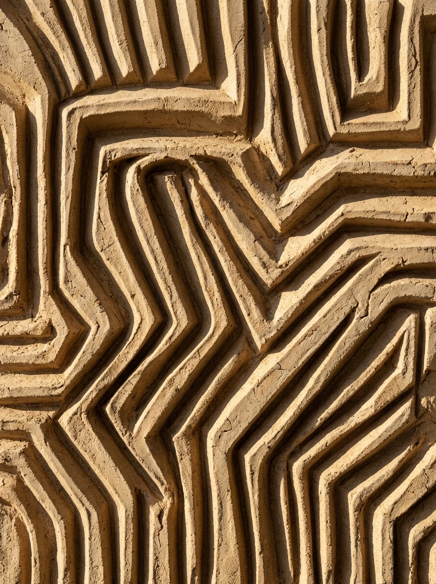 Tableau Le Labyrinthe Tellurique – Reliefs d'Argile Peignée & Ombres Terrestres Graphic Avenue
