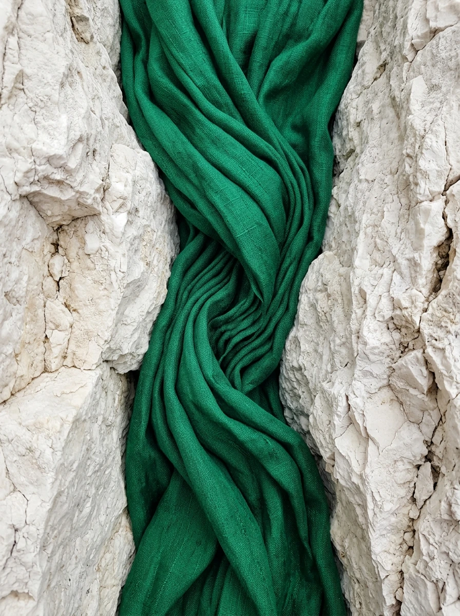 Tableau Le Ruban Vert Émeraude – Voiles de Soie & Souffle Minéral Graphic Avenue