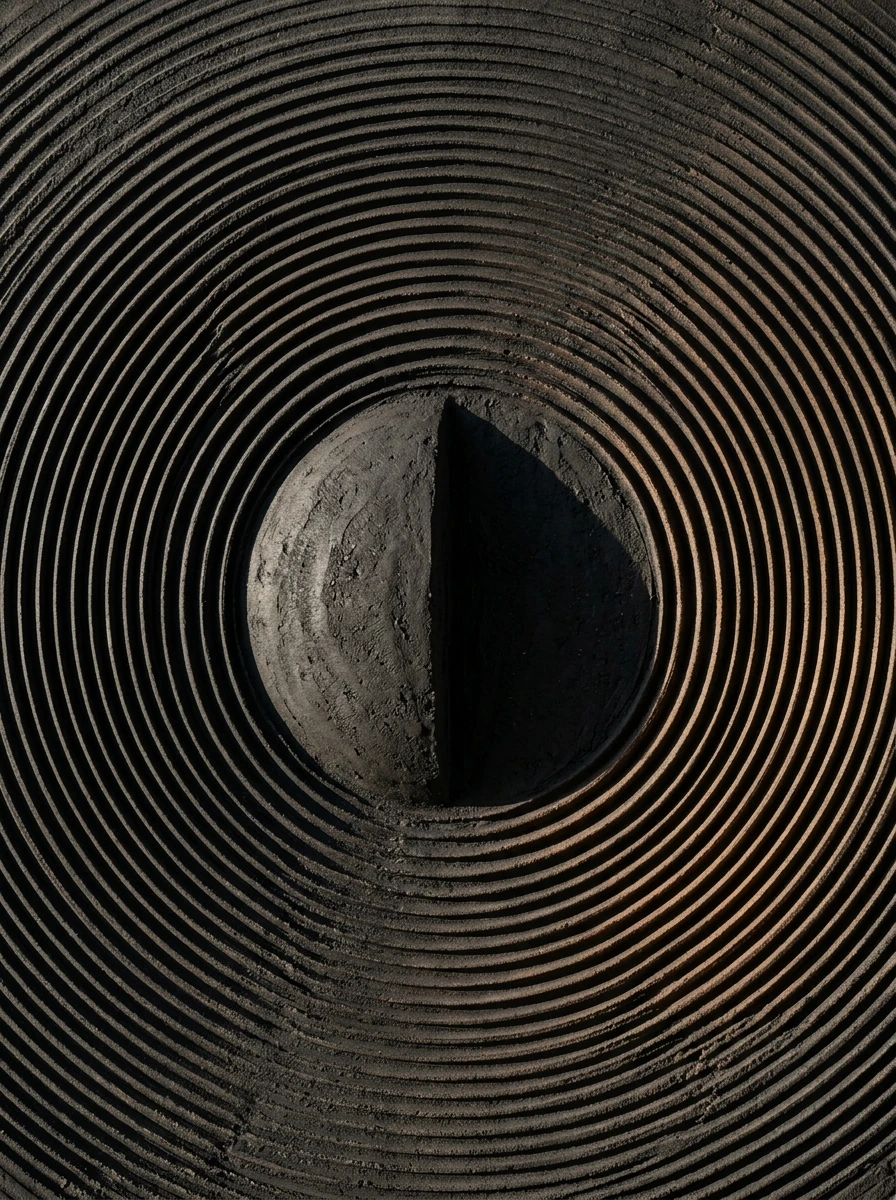 Tableau L'Éclipse d'Ombre & de Terre – Reliefs d'Argile Peignée & Ombres Terrestres Graphic Avenue