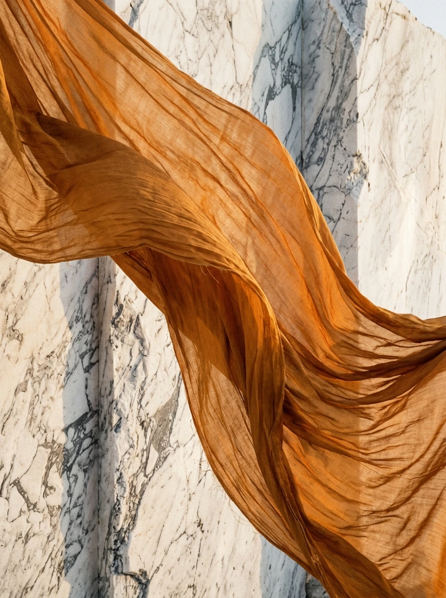 Tableau L'Envol d'Ocre Solaire – Voiles de Soie & Souffle Minéral Graphic Avenue