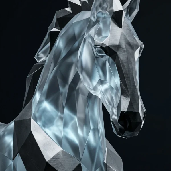 Tableau L’Étalon de Platine & Cristal Givré – Bestiaire Cristallin Graphic Avenue