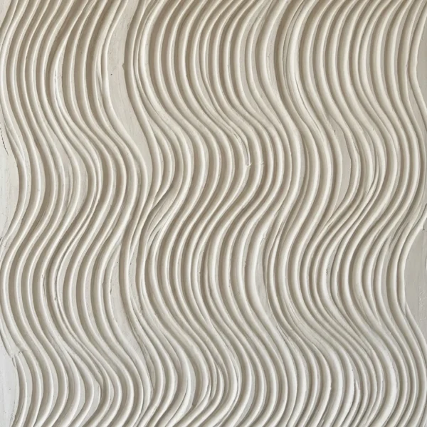 Tableau L'Onde Linéaire & Craie Blanche – Reliefs d'Argile Peignée & Ombres Terrestres Graphic Avenue