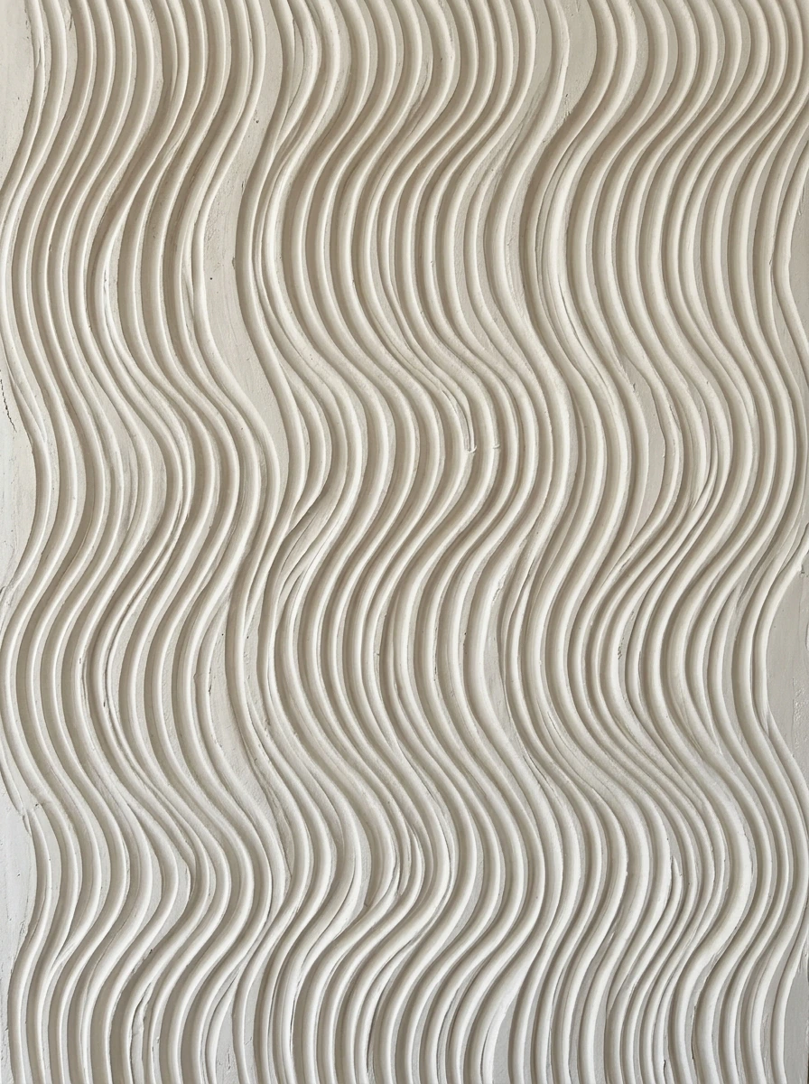 Tableau L'Onde Linéaire & Craie Blanche – Reliefs d'Argile Peignée & Ombres Terrestres Graphic Avenue