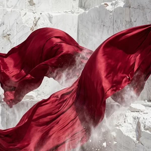Tableau L'Onde Rouge Garance – Voiles de Soie & Souffle Minéral Graphic Avenue