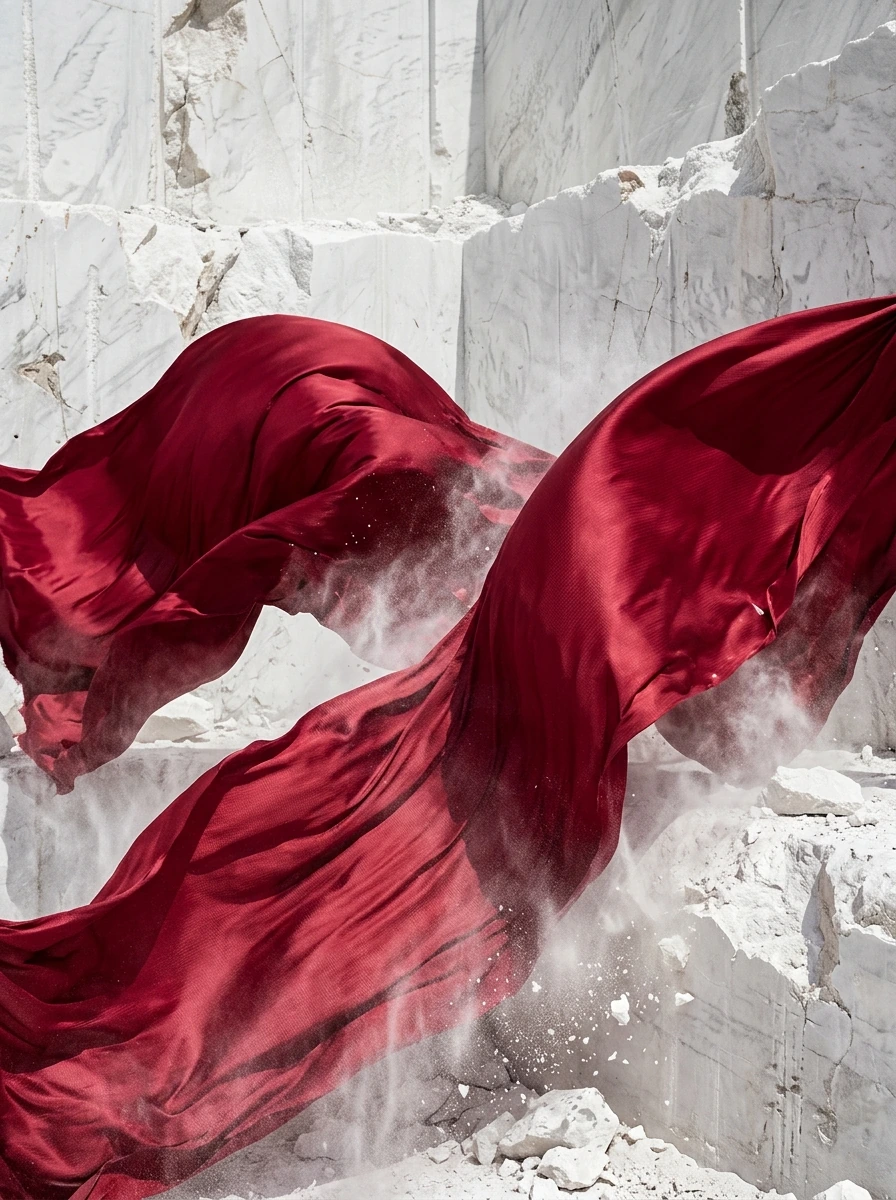 Tableau L'Onde Rouge Garance – Voiles de Soie & Souffle Minéral Graphic Avenue
