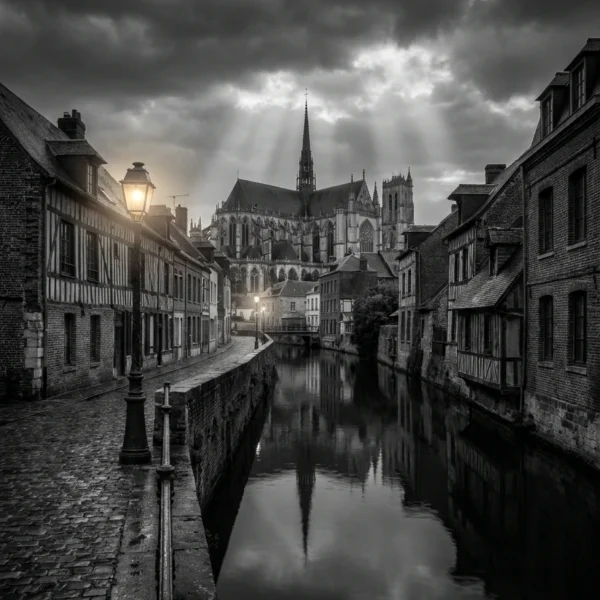 Cathédrale d’Amiens & Quartier Saint-Leu — Tableau Gothique Lumineux