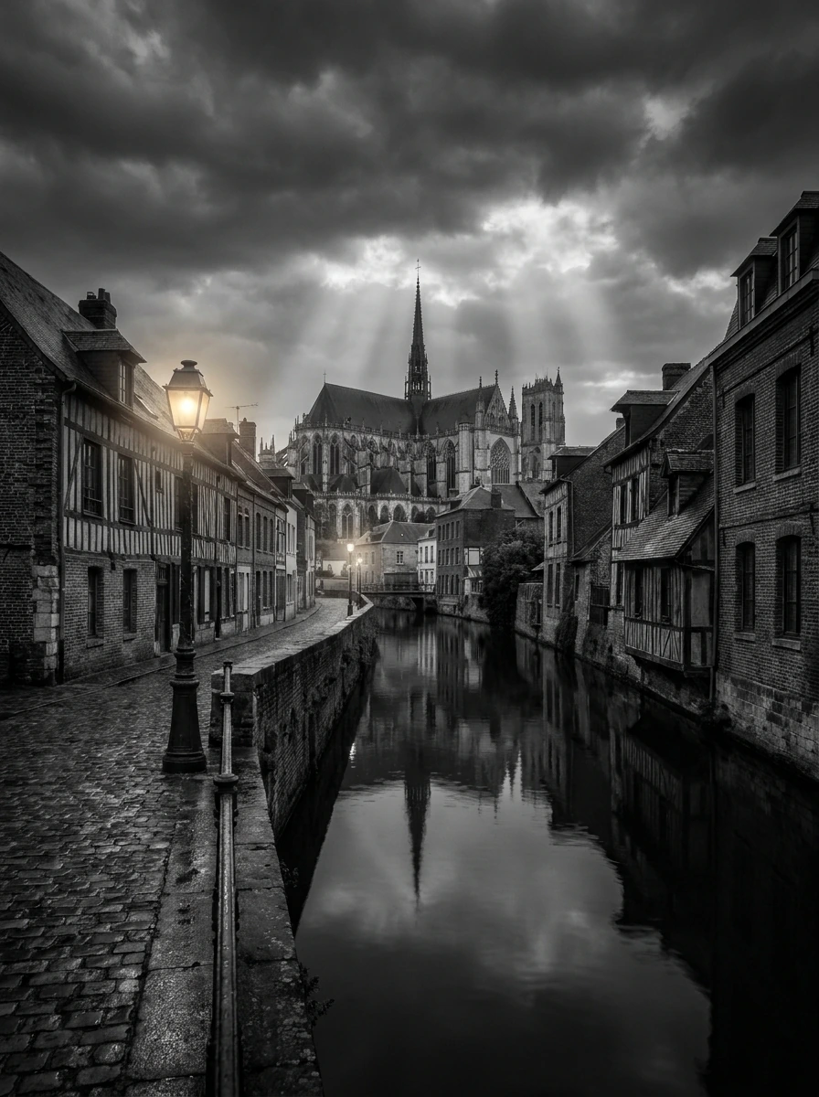 Cathédrale d’Amiens & Quartier Saint-Leu — Tableau Gothique Lumineux