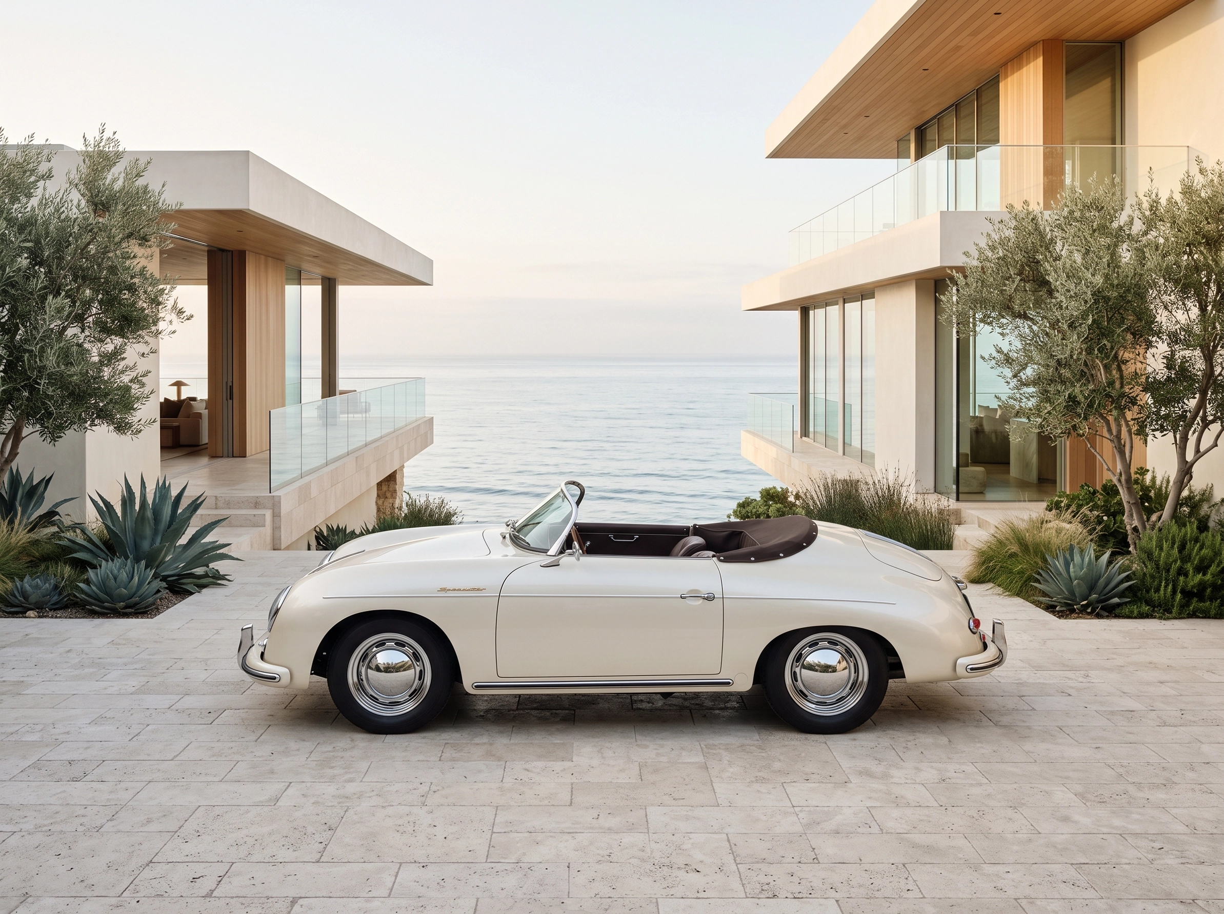 Tableau d'art automobile contemporain Azure Escape en format paysage