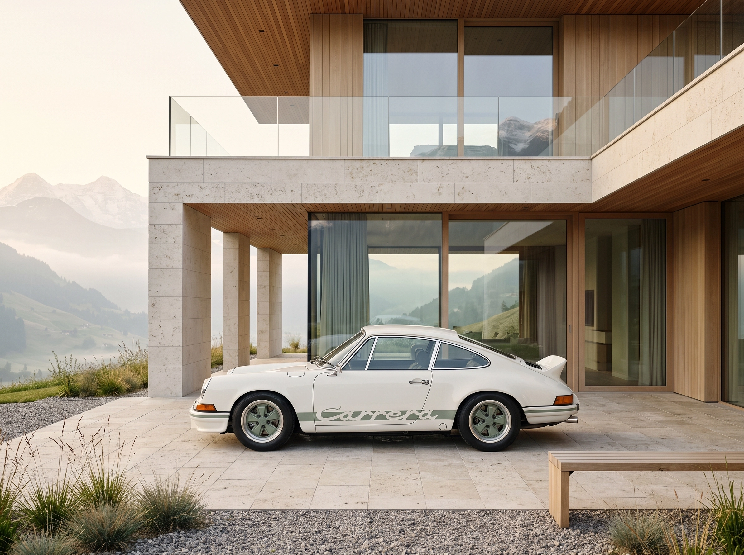 Tableau d'art automobile contemporain Carrera Horizon en format paysage