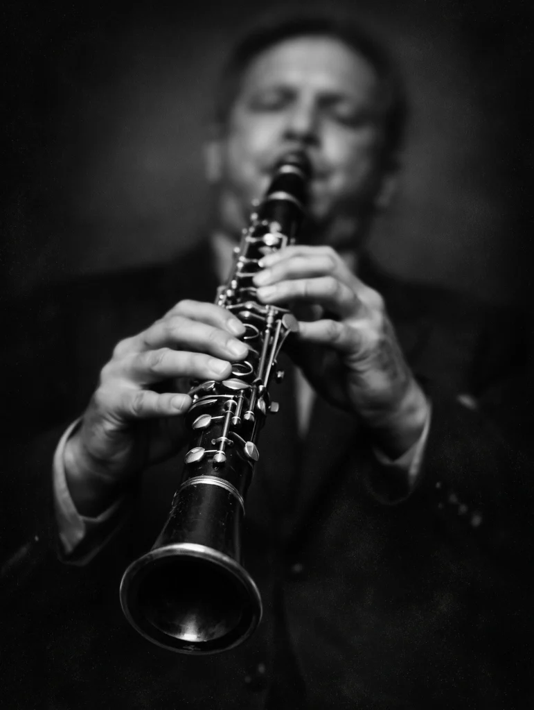 Clarinette Jazz — Le Passage — Tableau Musique Noir et Blanc