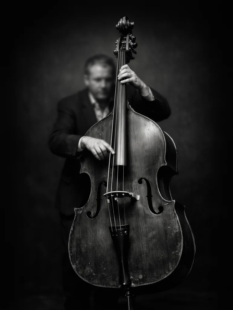 Contrebasse Jazz — La Résonance — Tableau Musique Noir et Blanc