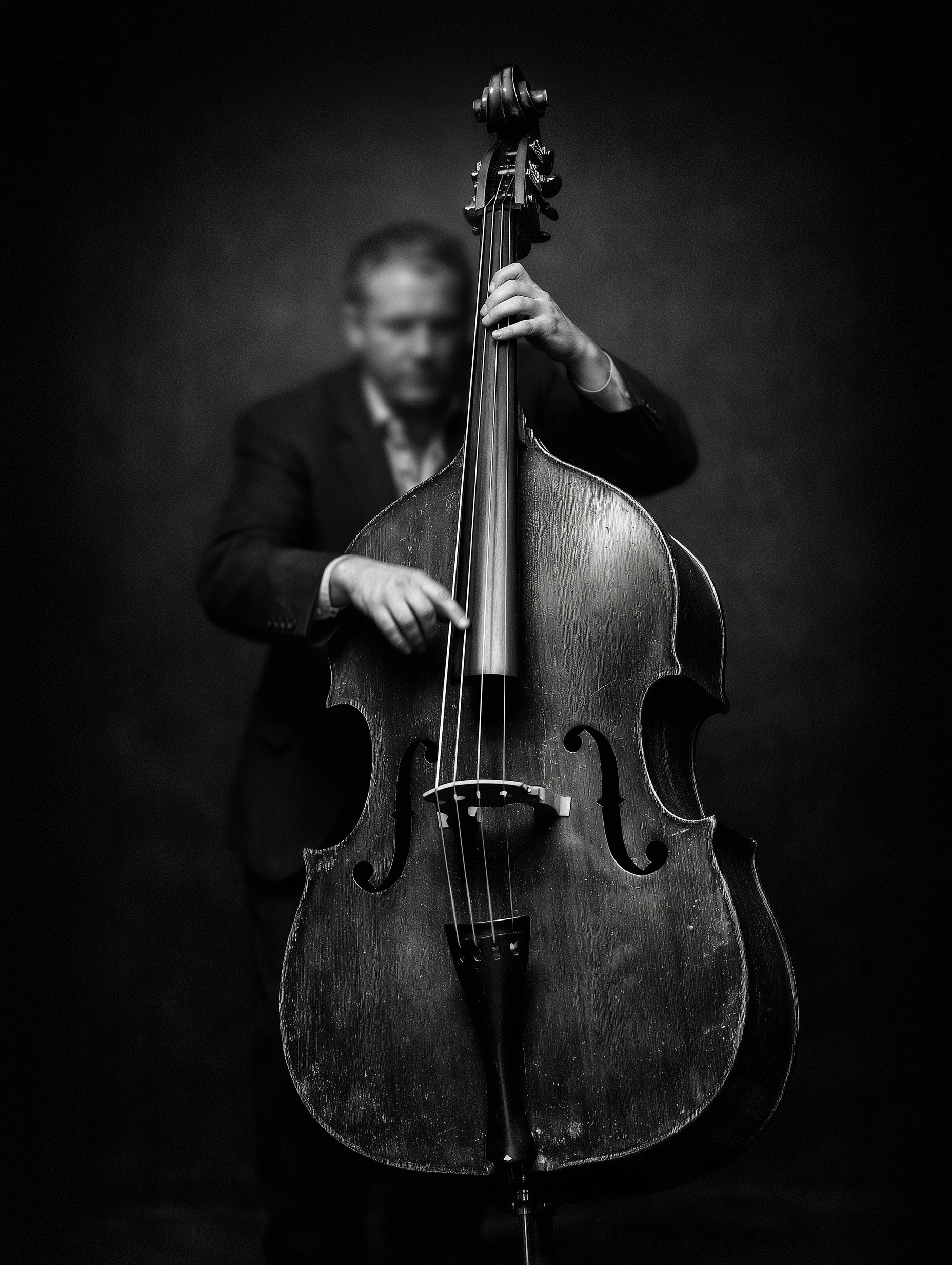 Contrebasse Jazz — La Résonance — Tableau Musique Noir et Blanc