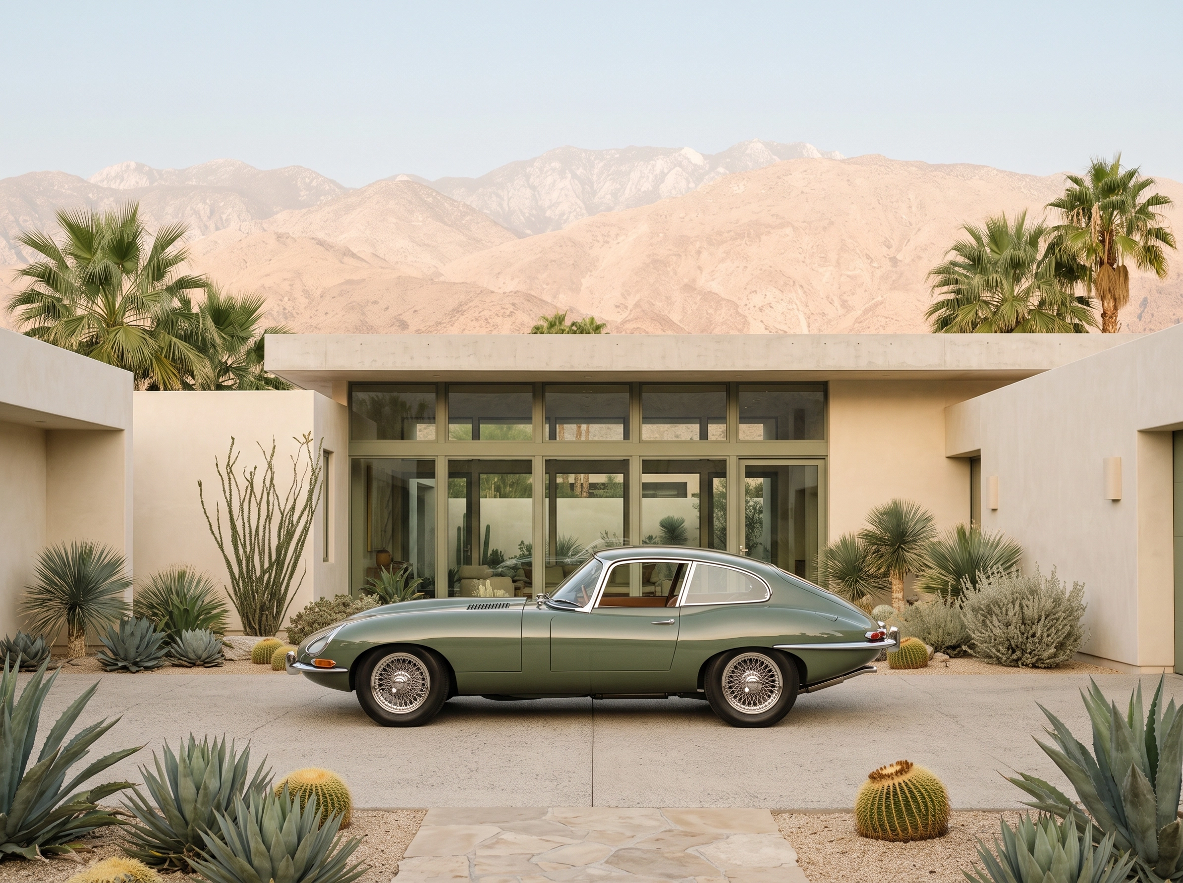 Tableau d'art automobile contemporain Desert Serenity en format paysage