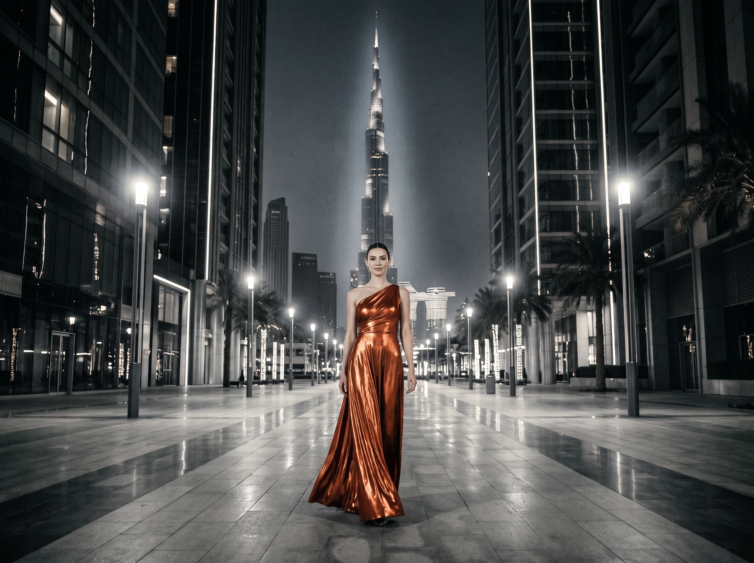 Tableau haute couture Dubaï Burj Khalifa & Downtown Dubai – Collection L'Égérie du Monde