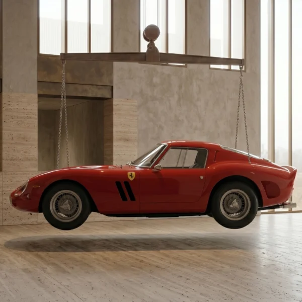 Tableau d'art automobile contemporain Ferrari 250 GTO Profil Suspension — Tableau voiture de légende en format paysage