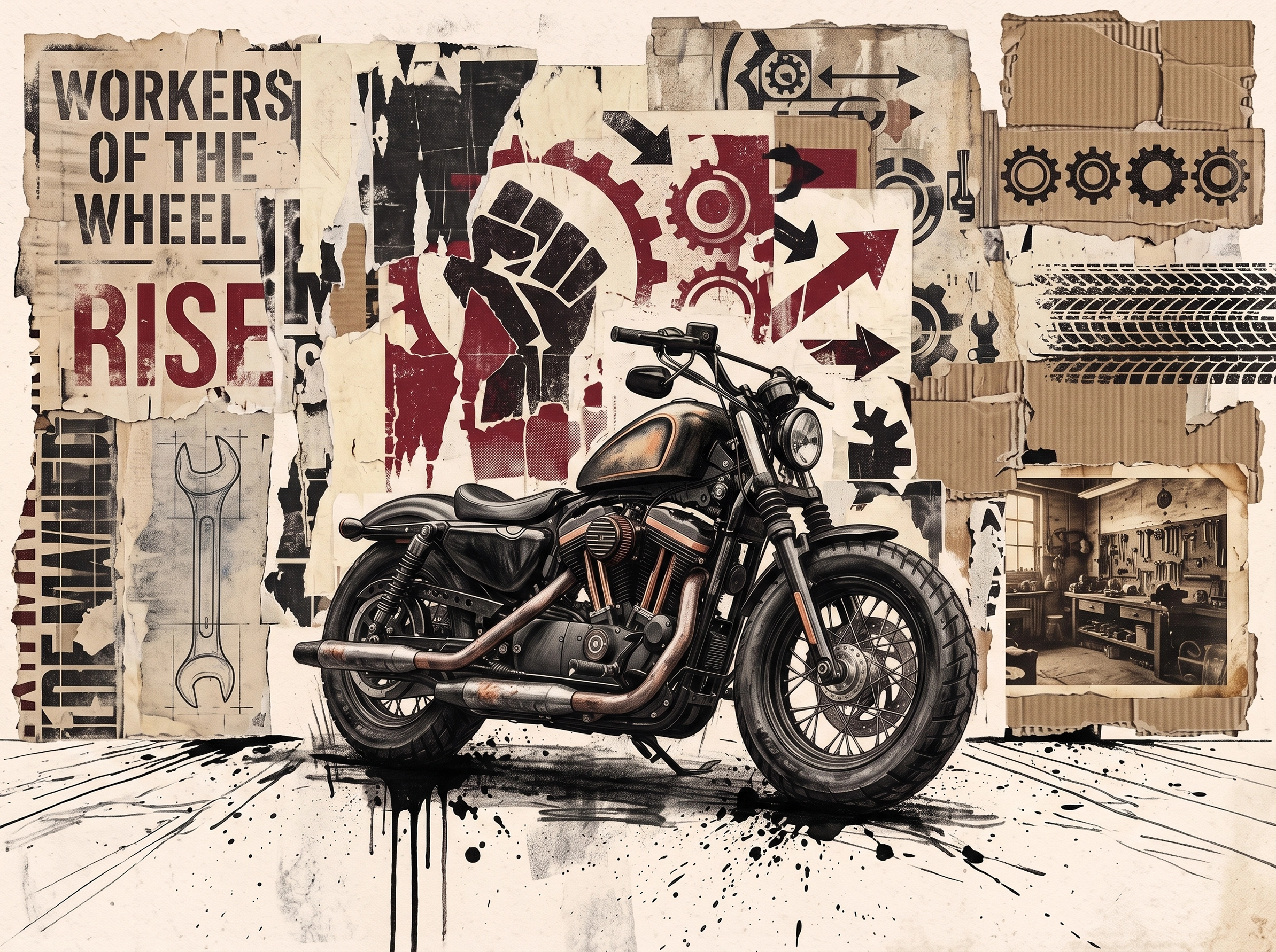 Tableau d'art automobile contemporain Iron Rebellion en format paysage