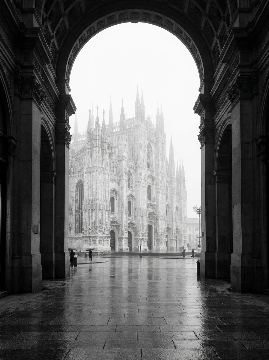 Milan Duomo & Galleria Vittorio Emanuele — Tableau Gothique Italien