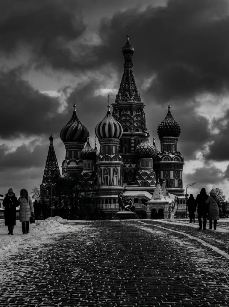 Moscou Cathédrale Saint-Basile — Tableau Hiver Place Rouge