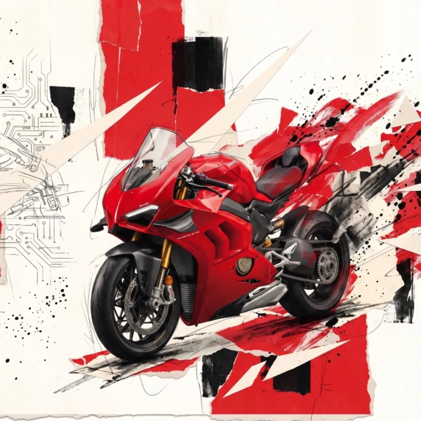 Tableau d'art automobile contemporain Panigale Absolue en format paysage