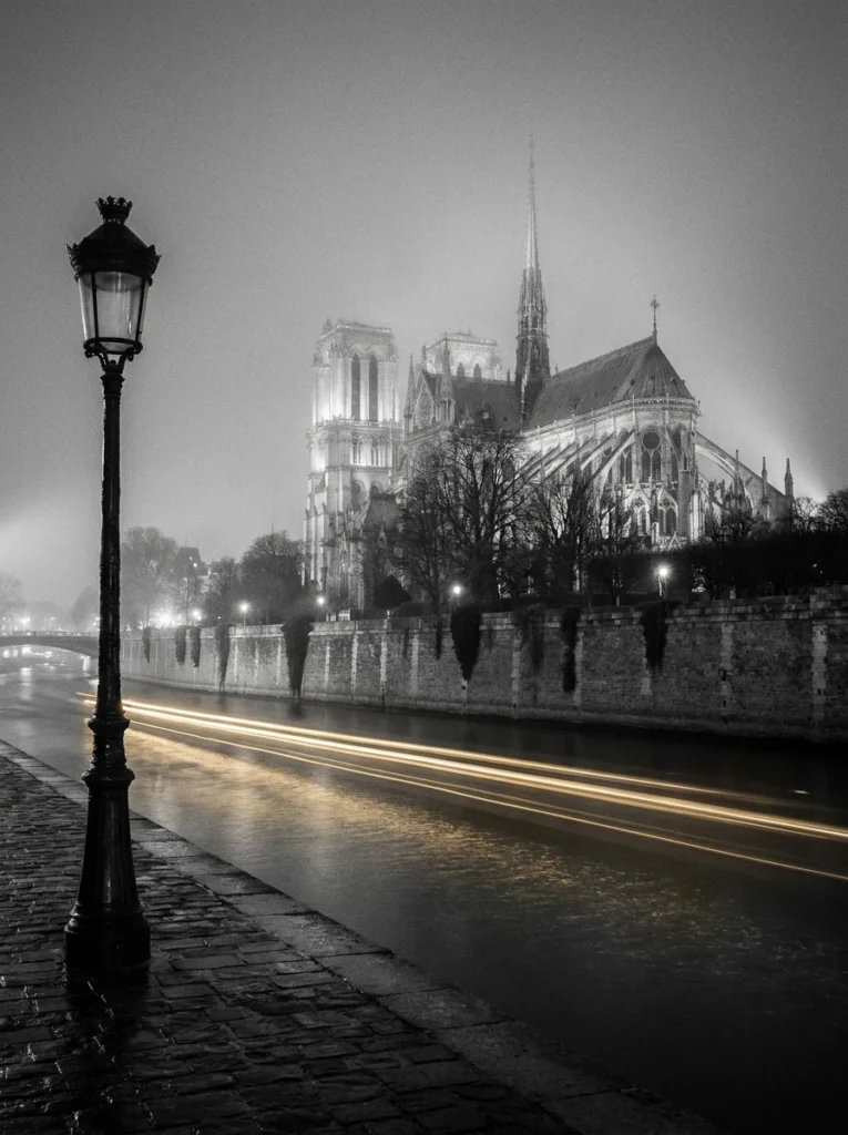 Paris Notre-Dame & Berges de Seine — Tableau Nocturne Poétique
