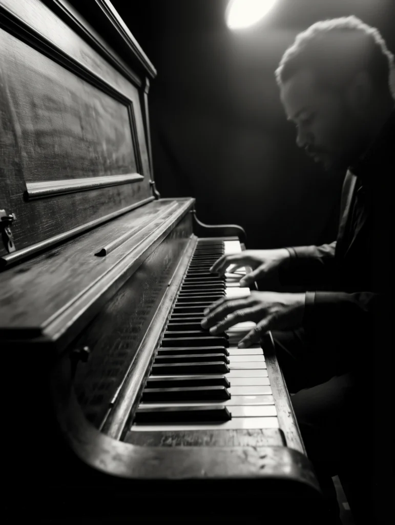 Piano Jazz — Les Touches — Tableau Musique Noir et Blanc