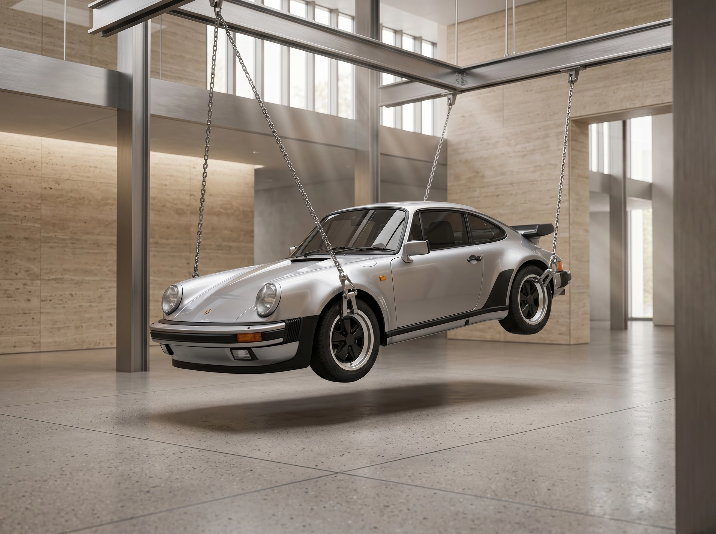 Tableau d'art automobile contemporain Porsche 930 Turbo Suspension — Tableau voiture de légende en format paysage