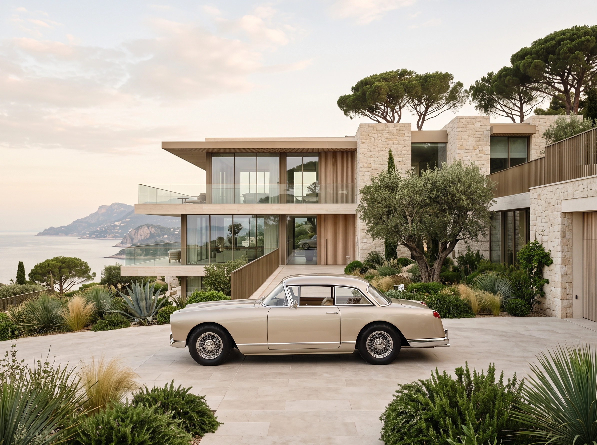 Tableau d'art automobile contemporain Riviera Intemporelle en format paysage