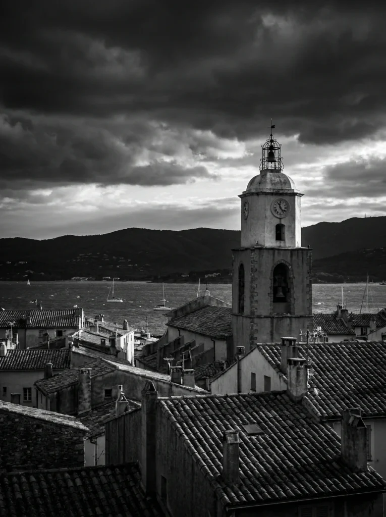 Saint-Tropez Clocher & Toits de Provence — Tableau Vue Méditerranée