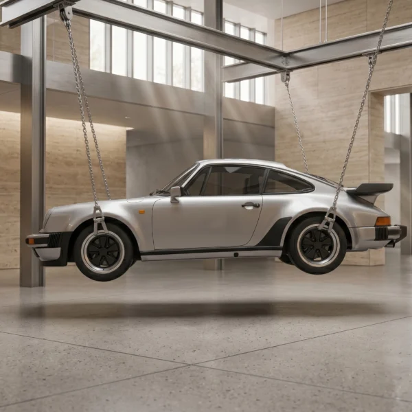 Tableau d'art automobile contemporain Porsche 930 Turbo Profil Suspension — Tableau voiture de légende en format paysage