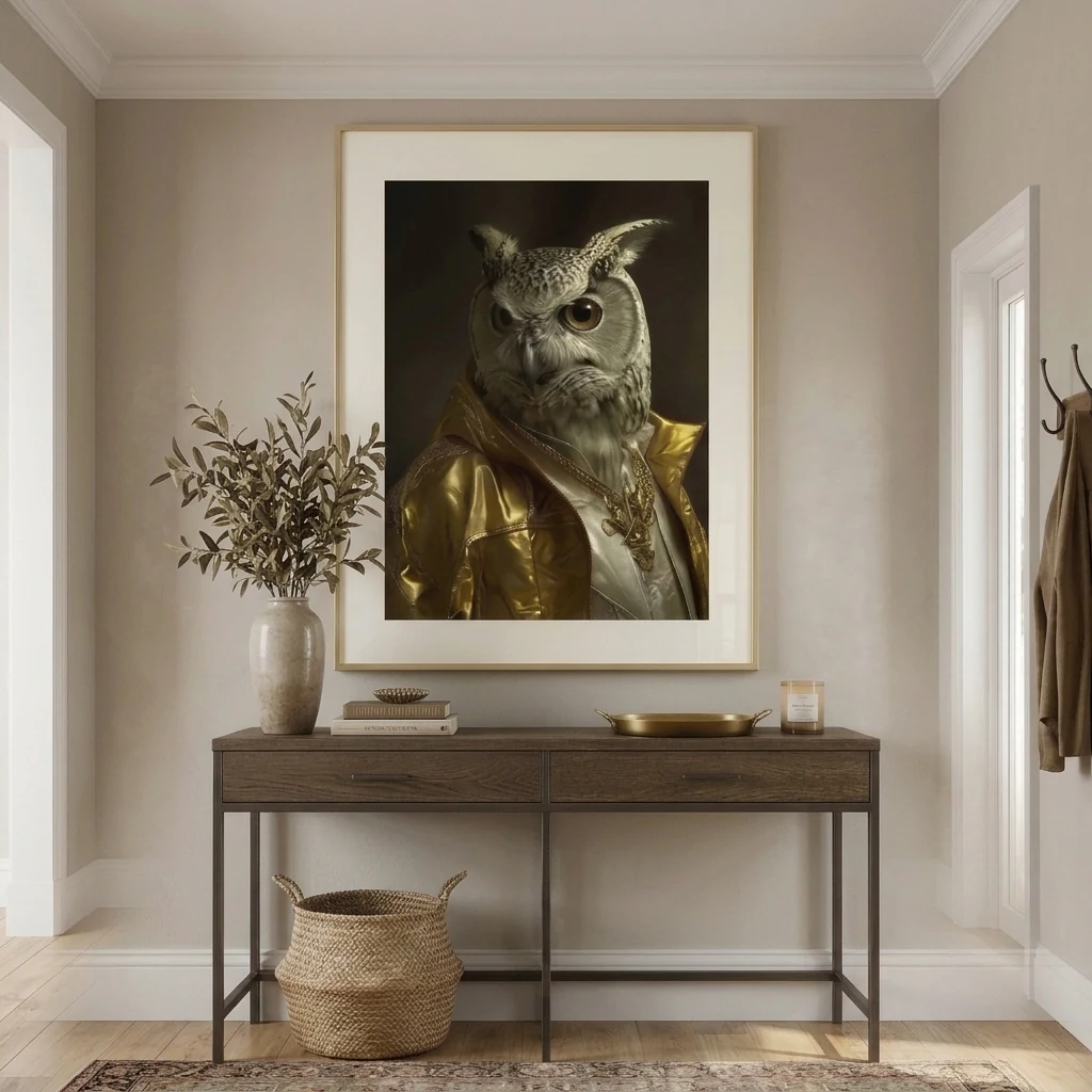 Tableau Animaux Stylisés Cadre Doré
