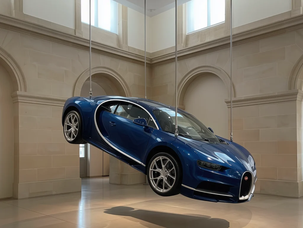 Bugatti Chiron Bleue Suspension — Tableau voiture de légende