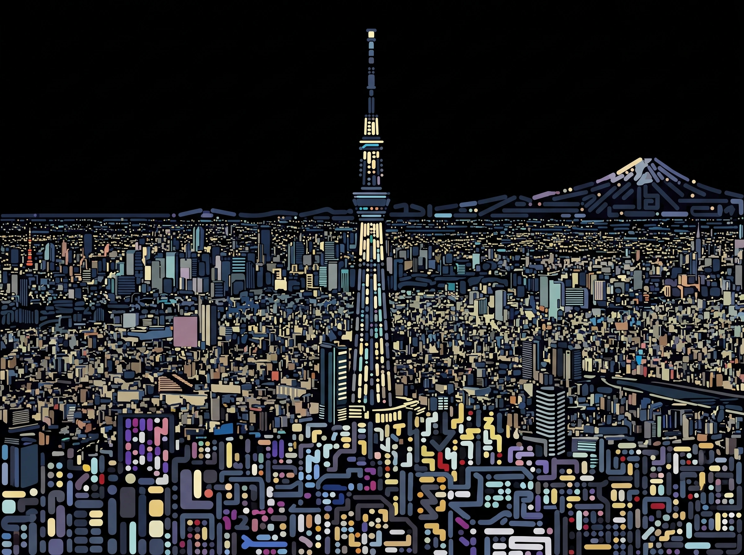 Tableau Tokyo Shinjuku & Shibuya Skyline – Neon Atlas Graphic Avenue