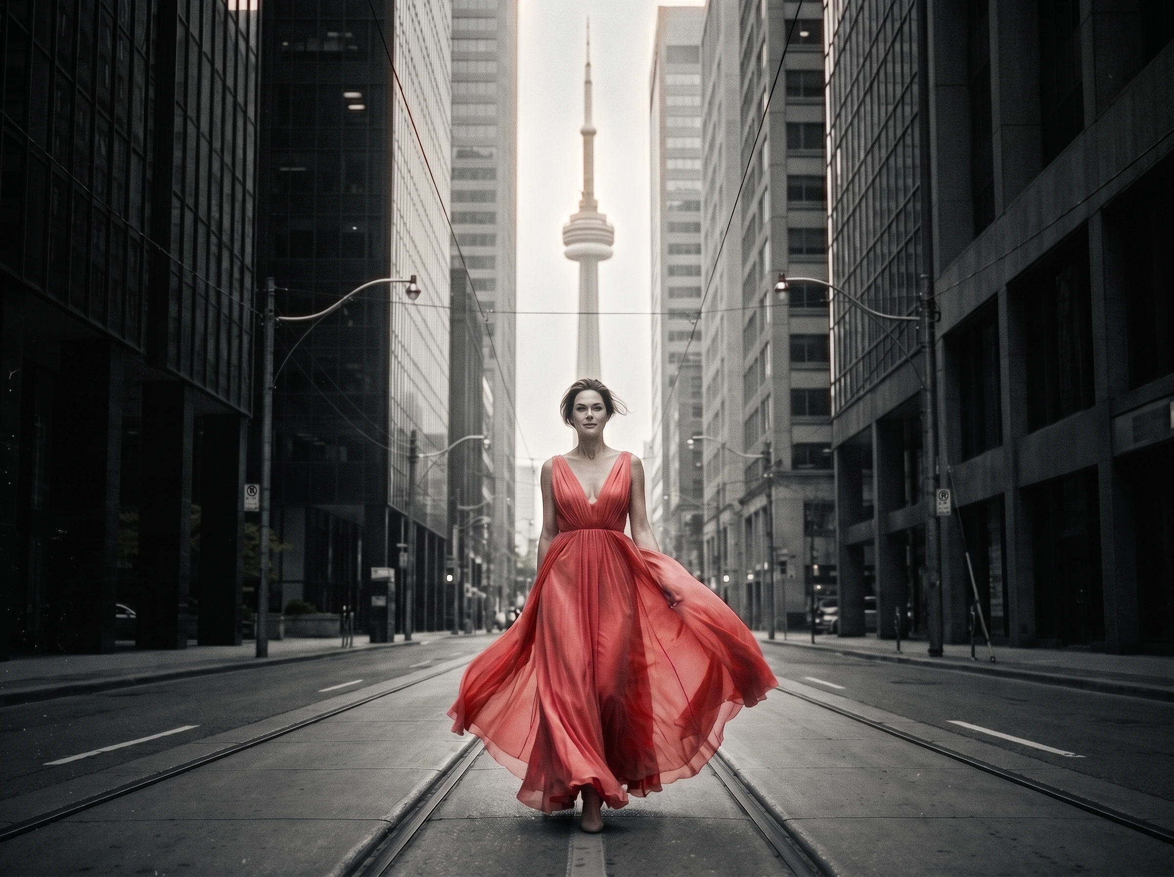 Tableau haute couture Toronto CN Tower & Canyons Urbains – Collection L'Égérie du Monde