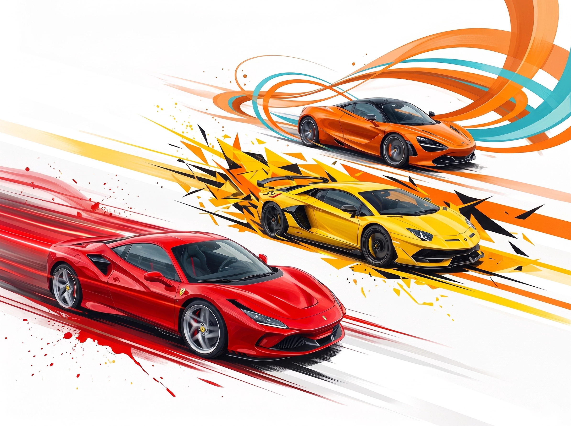 Tableau d'art automobile contemporain Trilogie de Légendes en format paysage