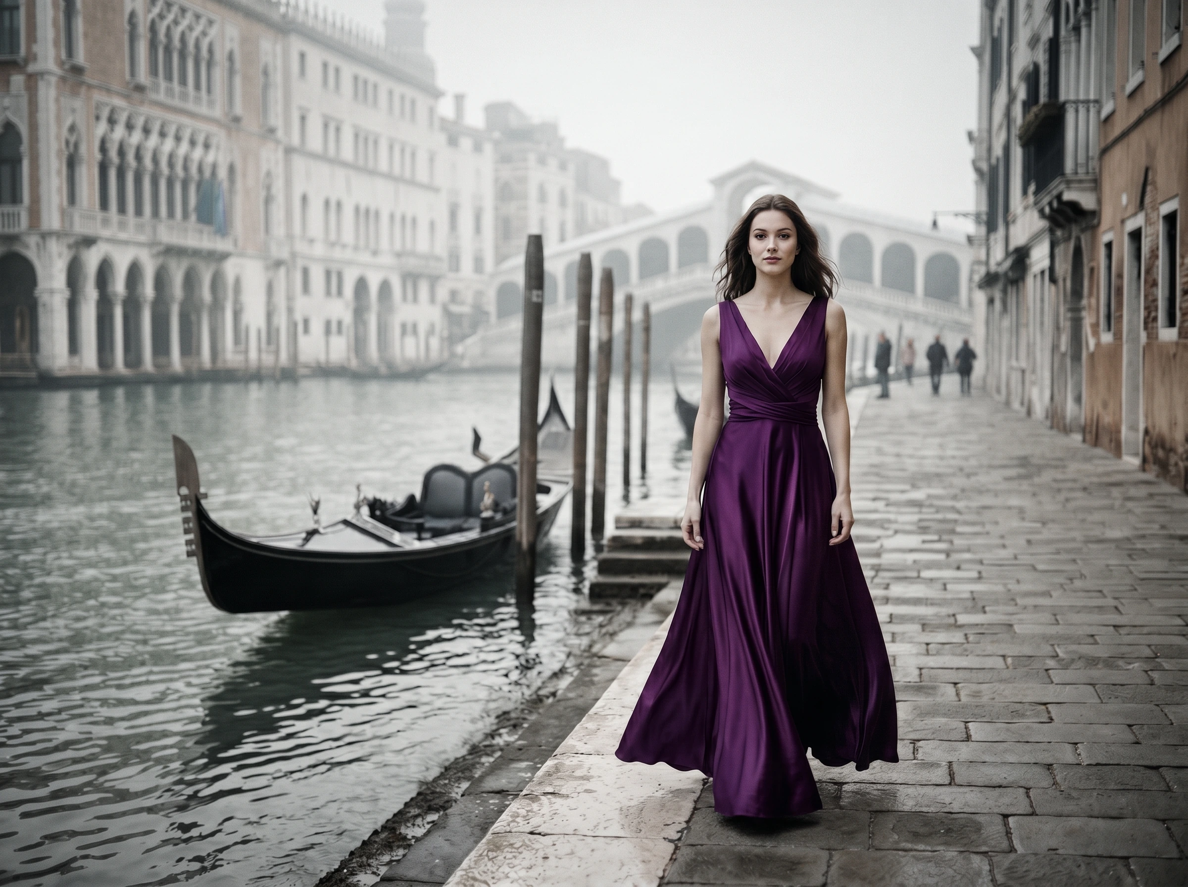 Tableau haute couture Venise Pont du Rialto & Grand Canal – Collection L'Égérie du Monde