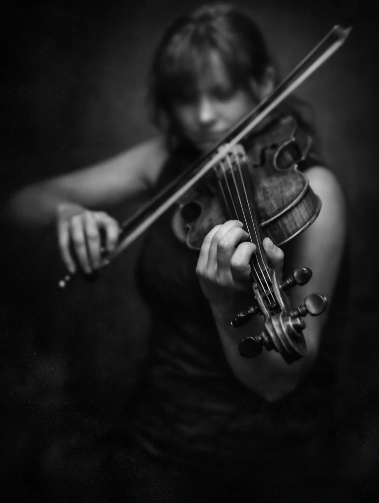Violon Jazz — La Ligne — Tableau Musique Noir et Blanc